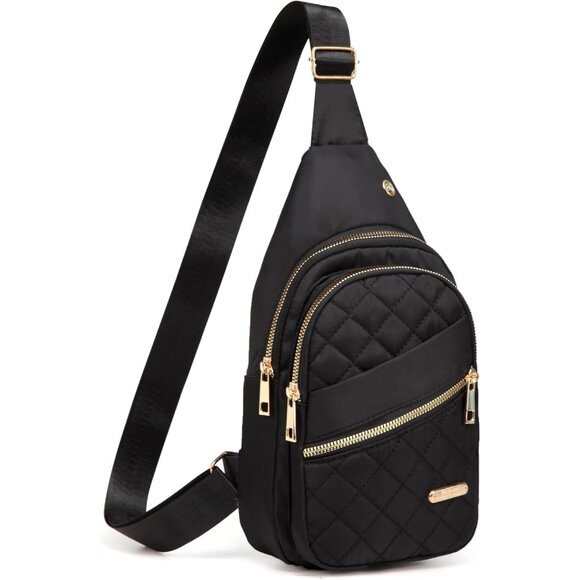 💫 Men Black Sling Backpack Hiking Travel Sport Running Adjustable Crossbody Bag